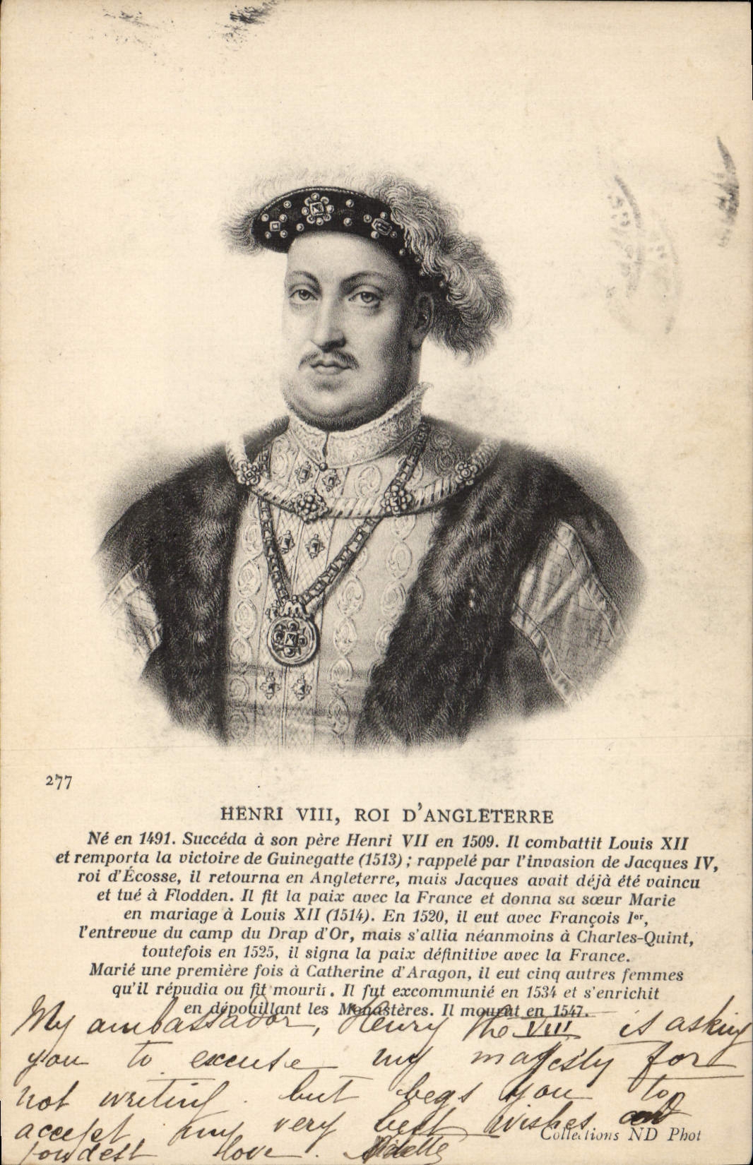 CPA Henri VIII Roi d'Angleterre