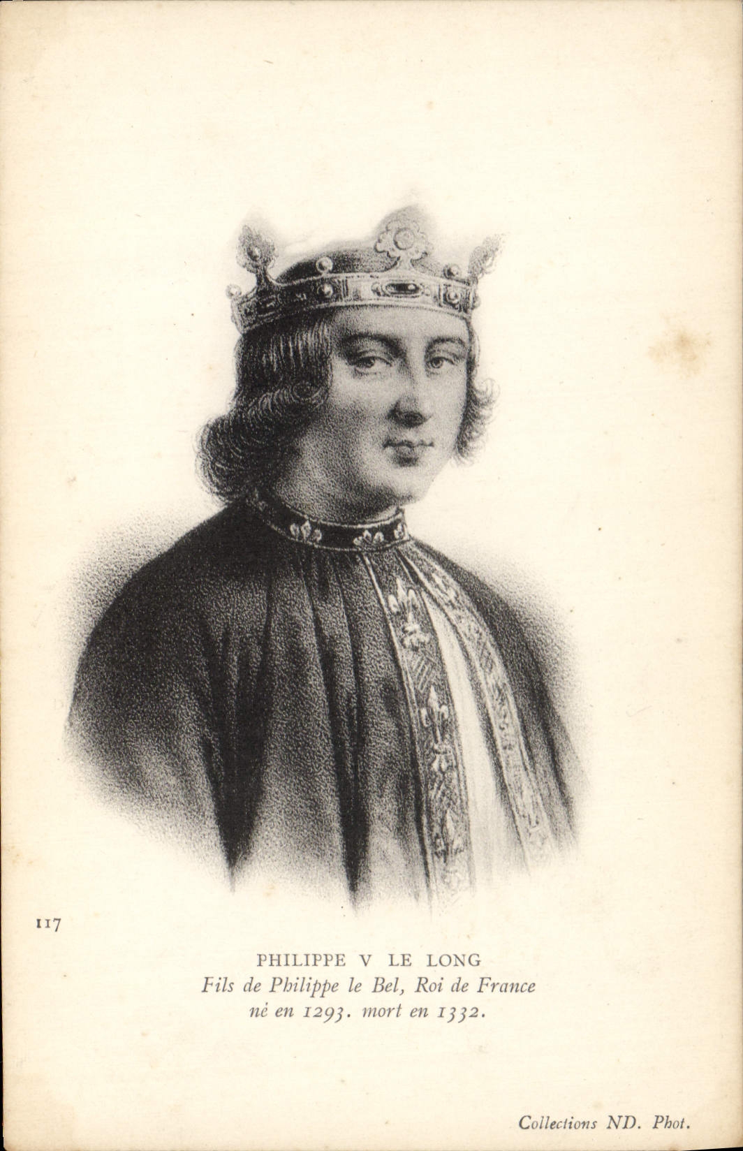 VINTAGE POSTCARD Philippe IV long King de France