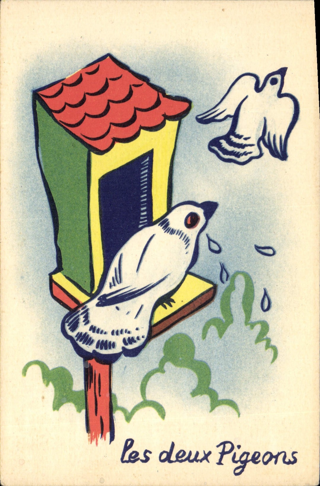 Paloma de la paloma de la POSTAL de la VENDIMIA que desea la calle Anquetil Nogent de Clevenot de dos laboratorios de las palomas en el Marne