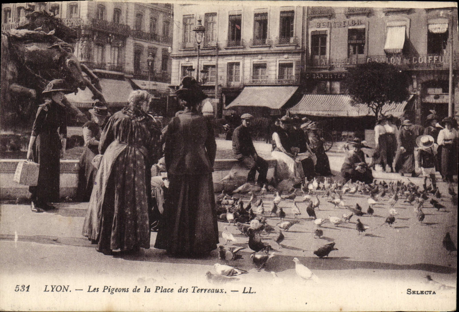 VINTAGE POSTCARD Dove Lyon Pigeon fancying pigeons of the Place of the Composts