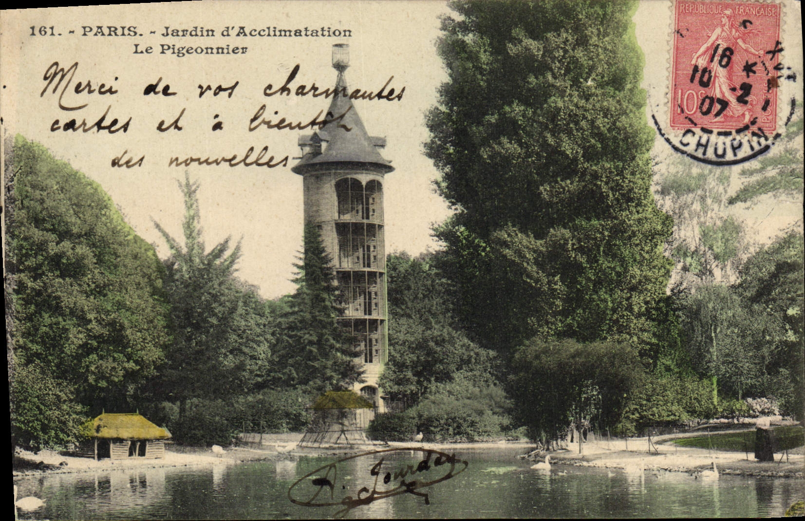 CPA Colombe Colombophilie Paris Jardin d'acclimatation Le pigeonnier