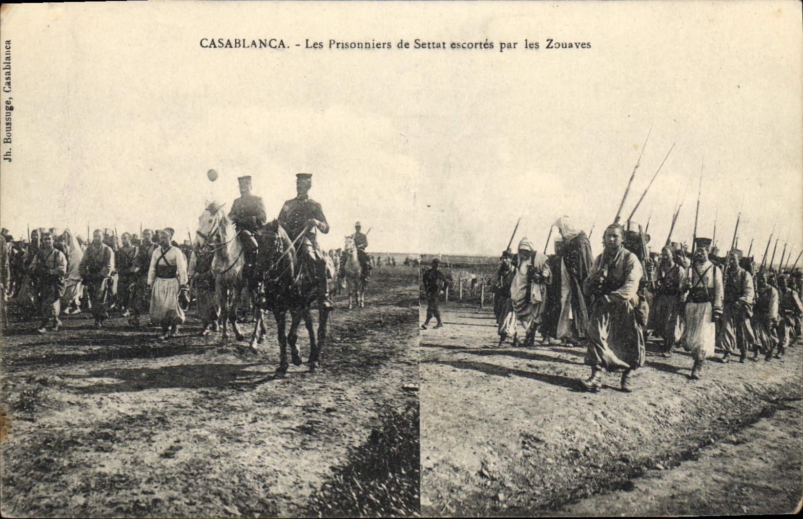 CPA Militaria Maroc Casablanca Les prisonniers de Settat escortes par les Zouaves