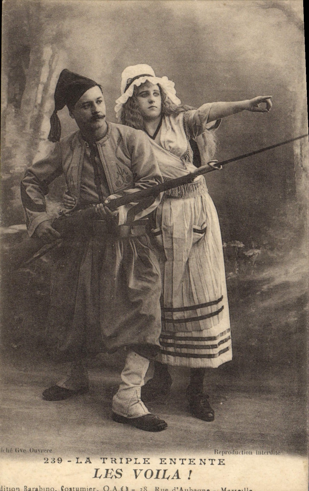 VINTAGE POSTCARD Militaria Zouave It Triple Alliance