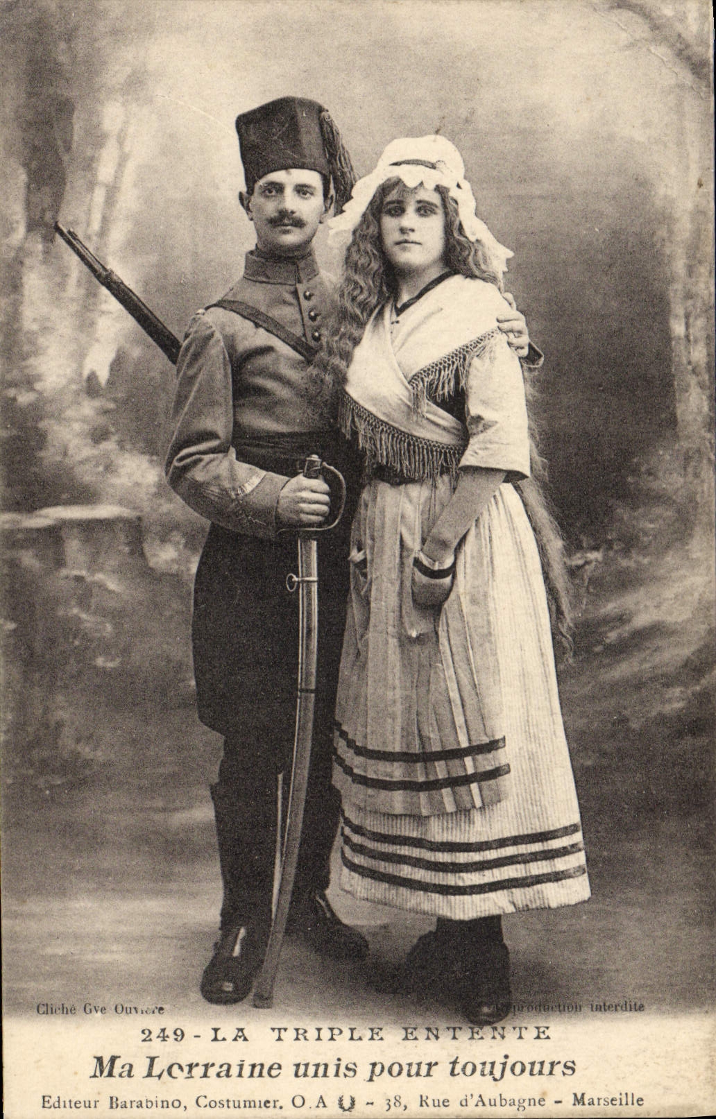 CPA Militaria Zouave La triple entente 