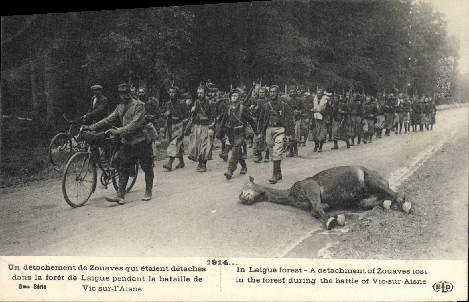 VINTAGE POSTCARD Militaria a detachment of Zouaves drill of Laigne Horse