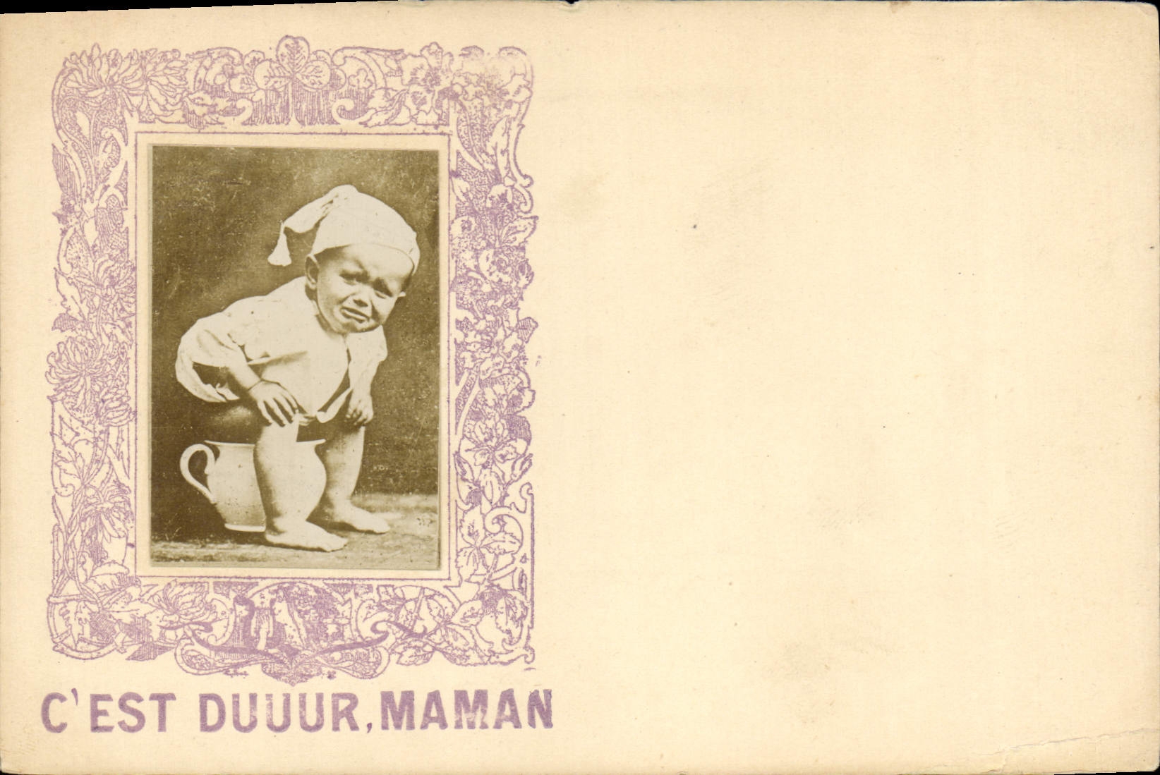 CPA Fantaisie Enfant Bebe C'est duuur maman