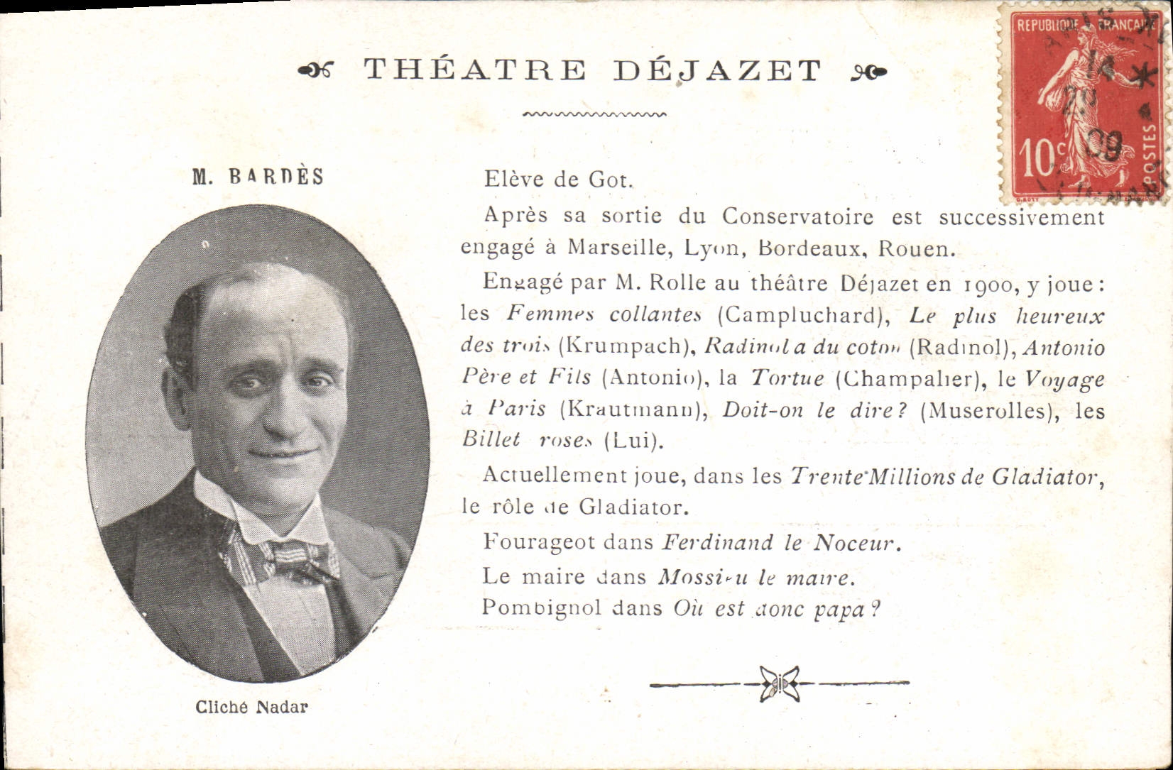 CPA Fantaisie Theatre Dejazet Bardes 