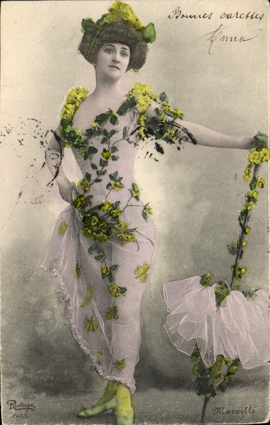 VINTAGE POSTCARD Fantasy Woman Marville Theater