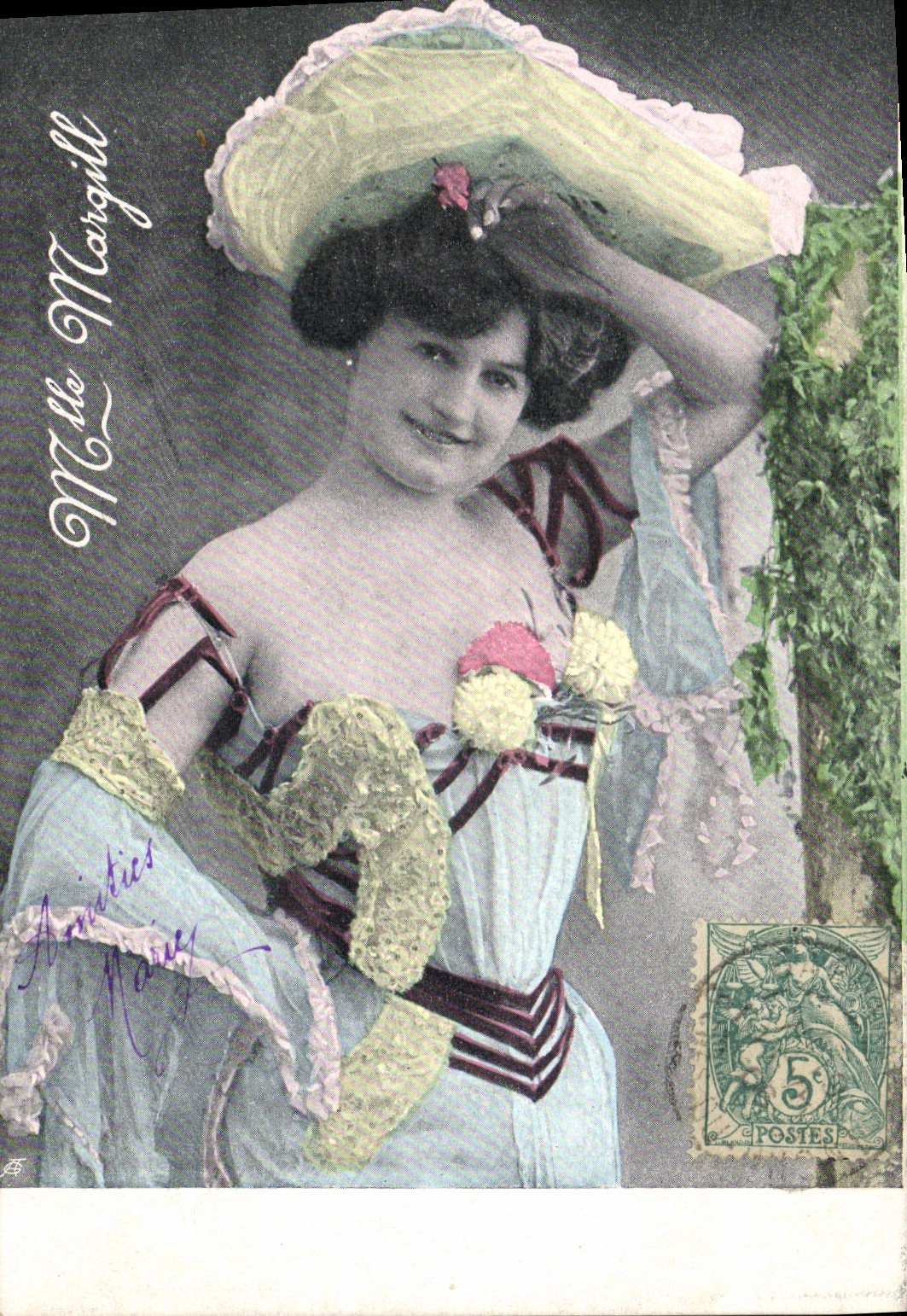 VINTAGE POSTCARD Fantasy Woman Theater Miss Margill
