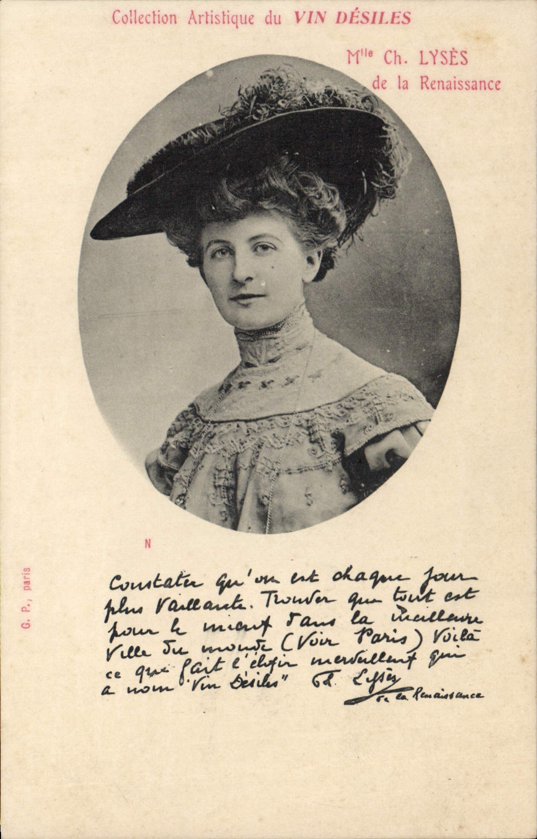 VINTAGE POSTCARD Fantasy Woman Theater Miss CH Lyses of Renaissance