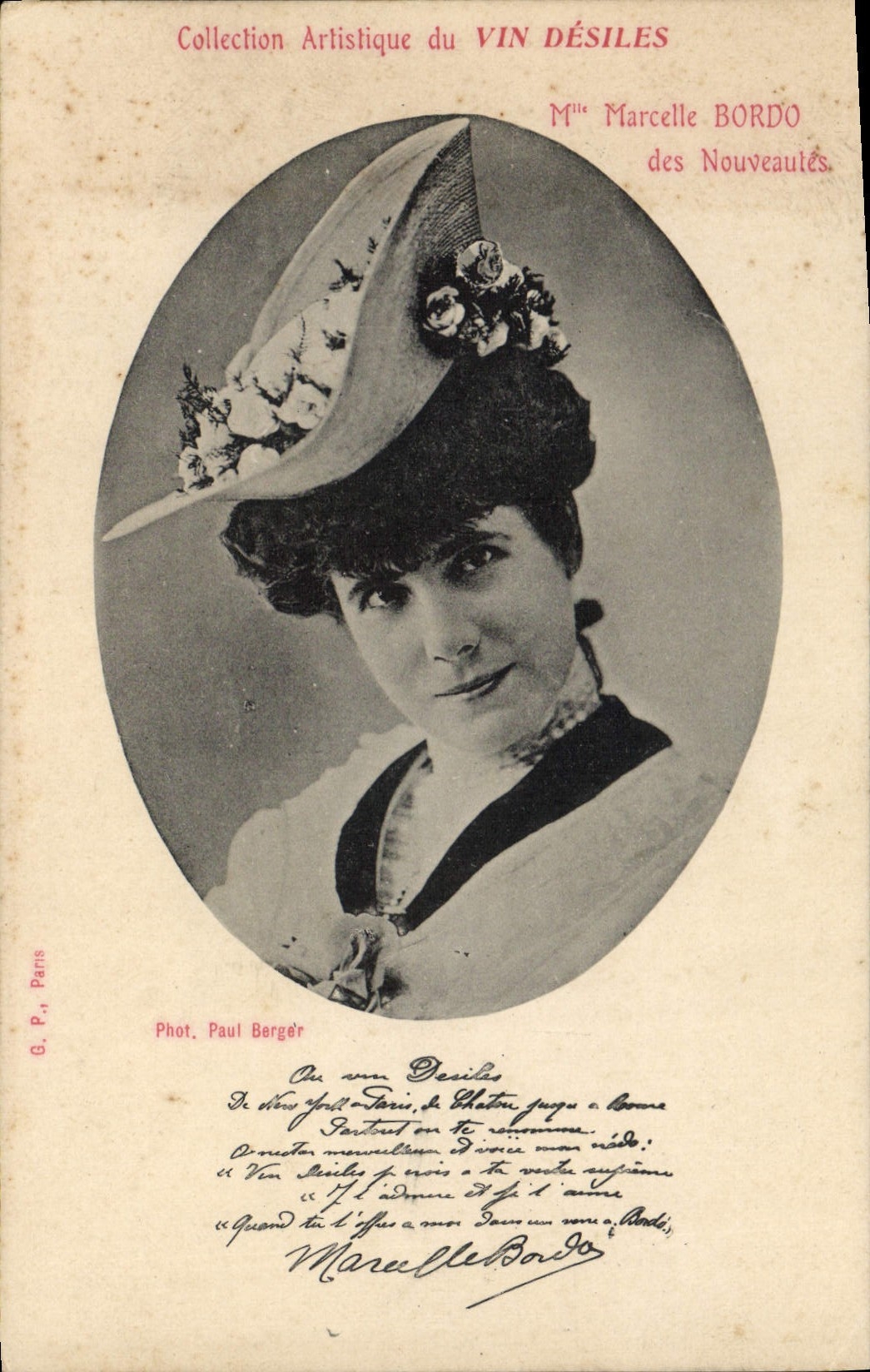 VINTAGE POSTCARD Fantasy Woman Theater Miss Marcelle Bordo of the Innovations