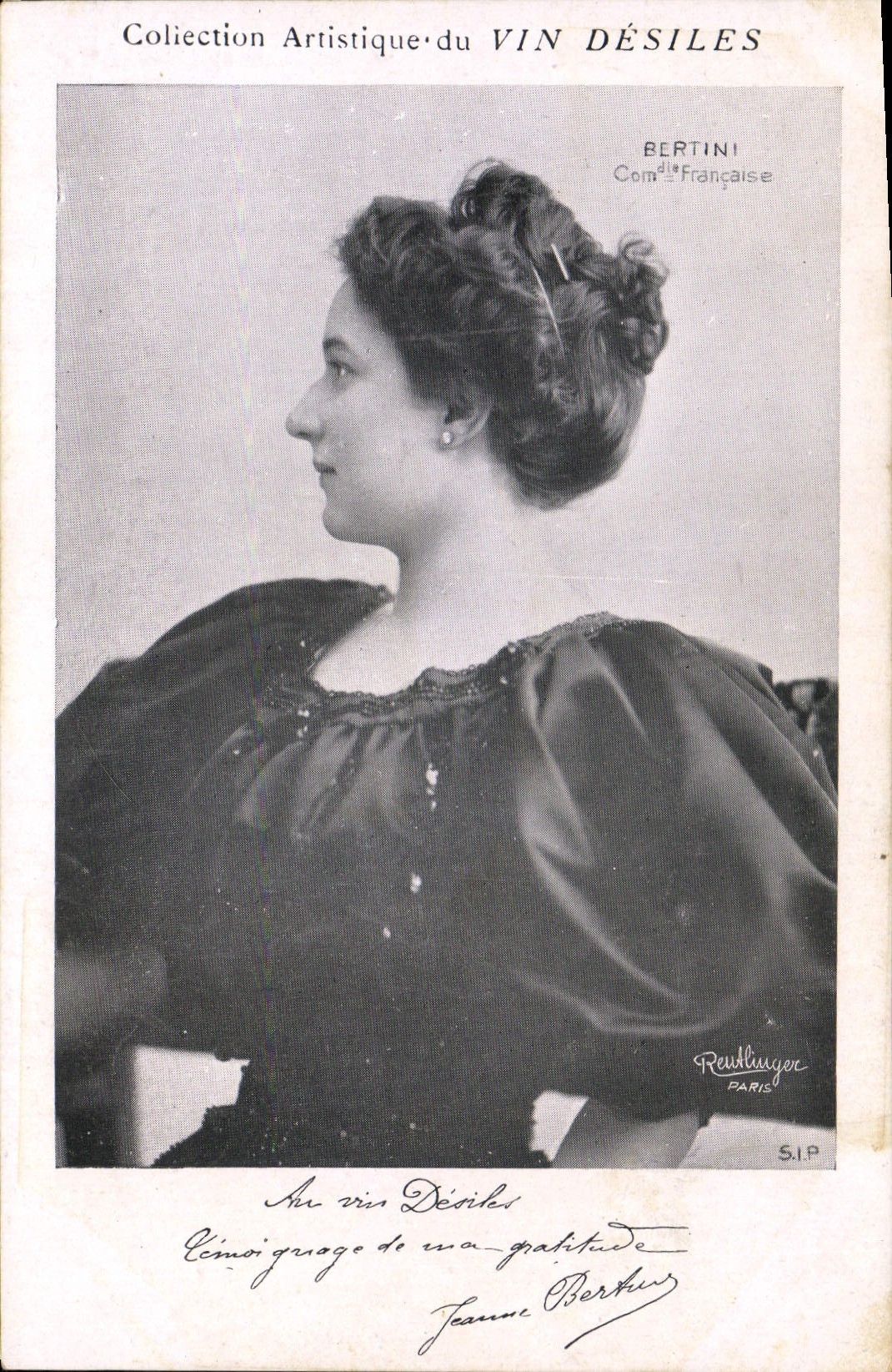 VINTAGE POSTCARD Fantasy Woman Theater Bertini French Comedy Wine Desiles