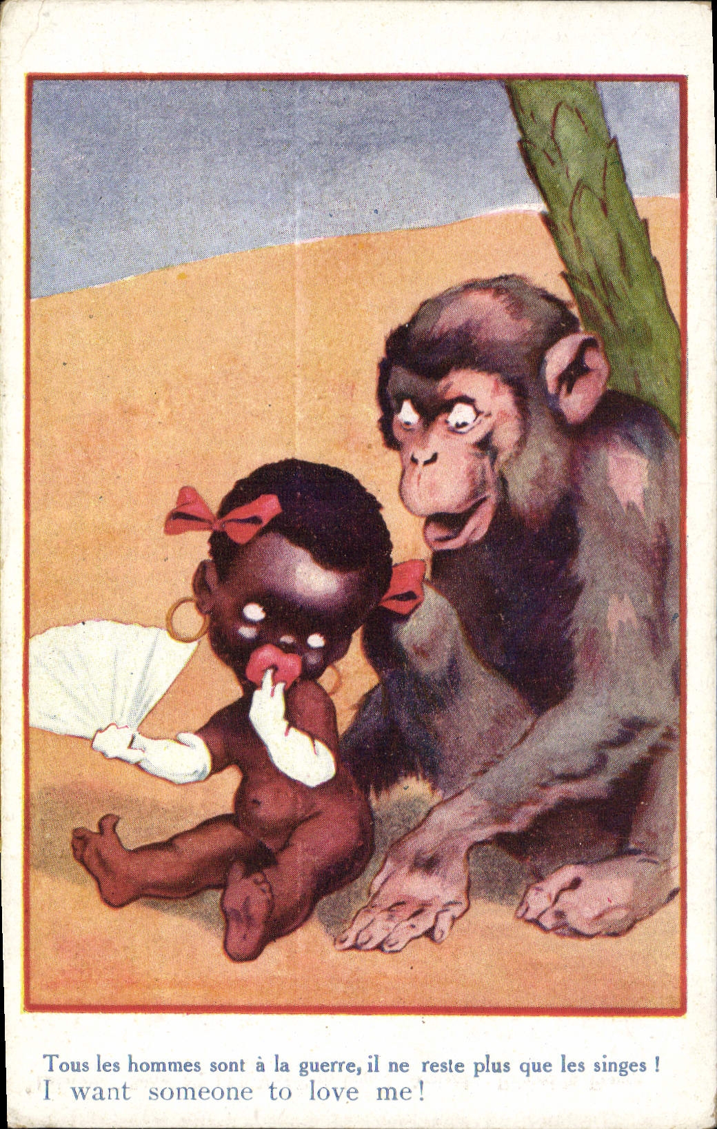 CPA Negre Enfant de couleur Chien