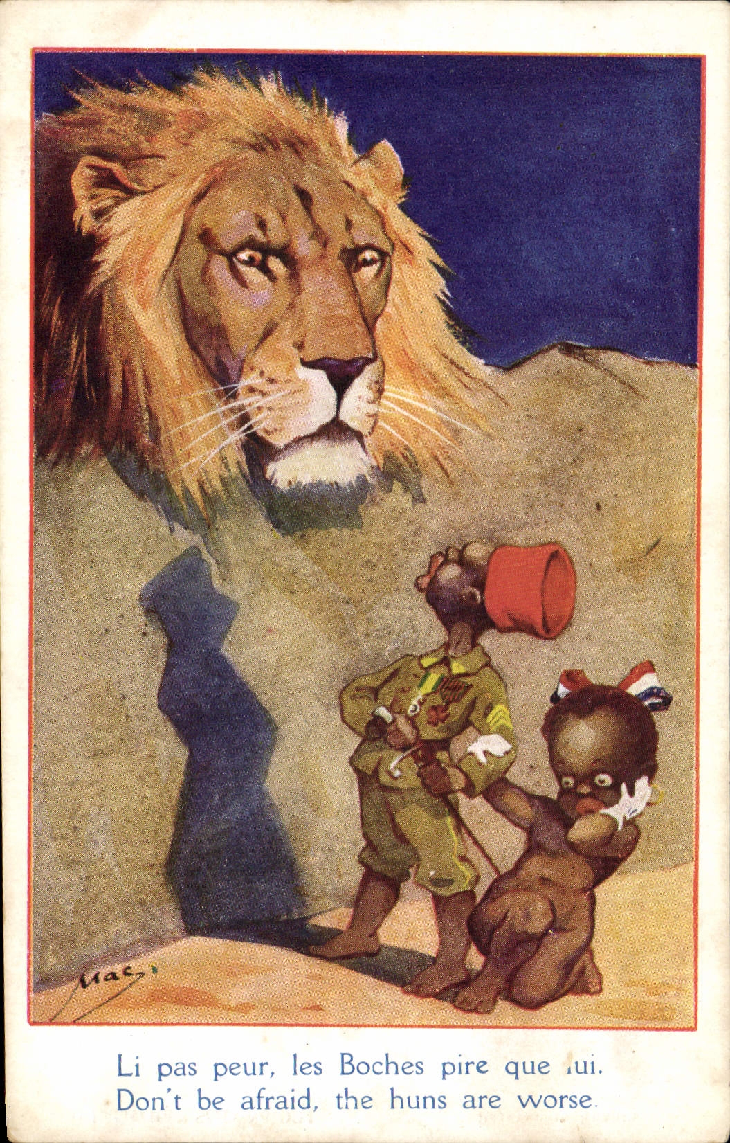 CPA Negre Enfant de couleur Lion