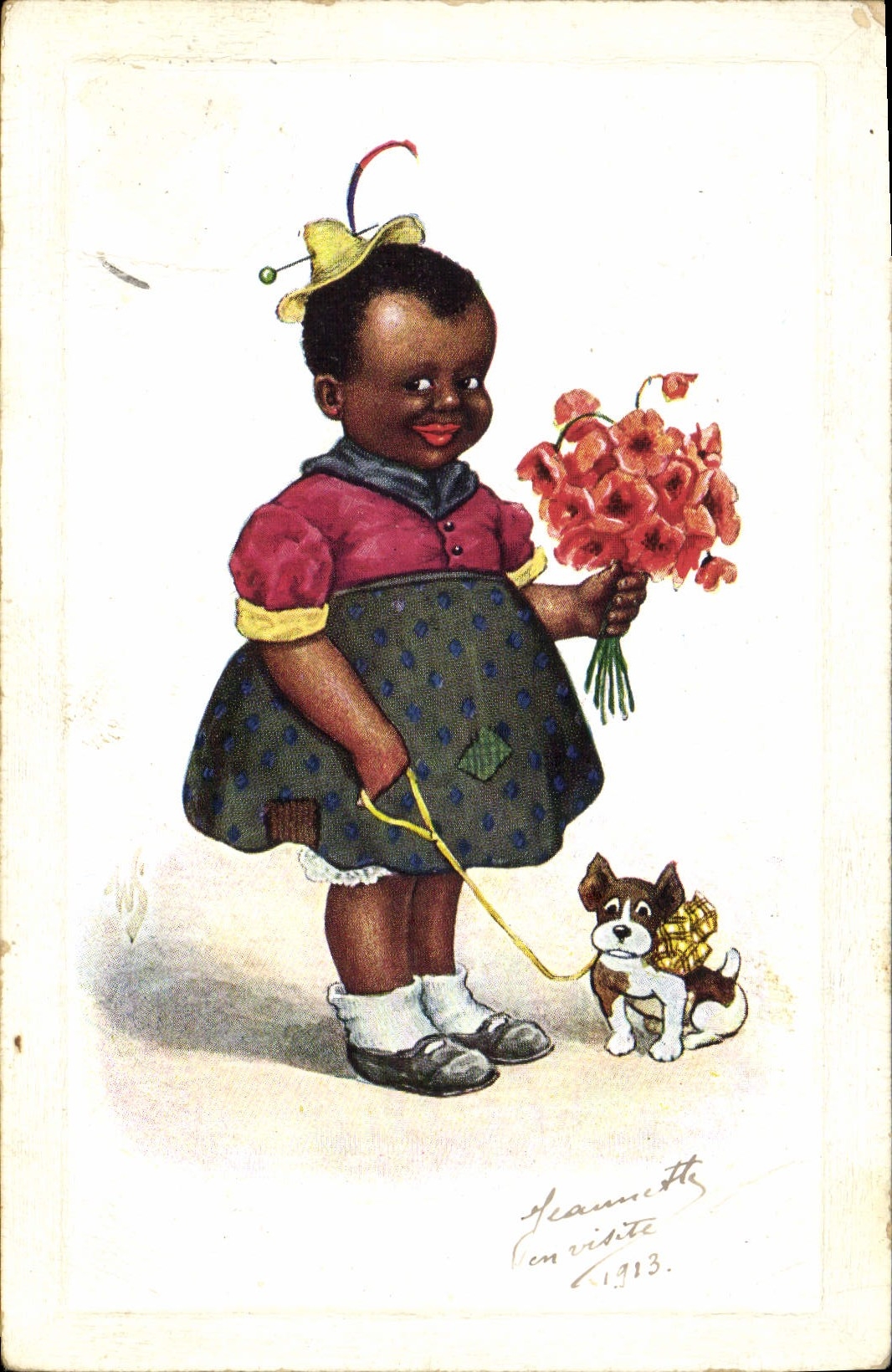 CPA Negre Enfant de couleur Chien