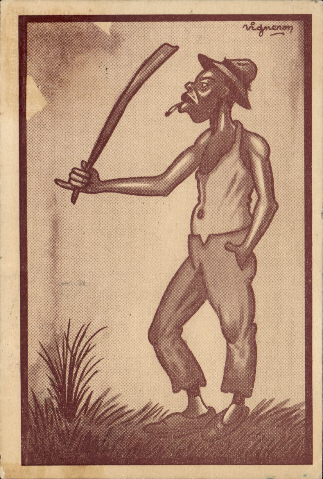 VINTAGE POSTCARD Negro Coloured man the debroussor Africa