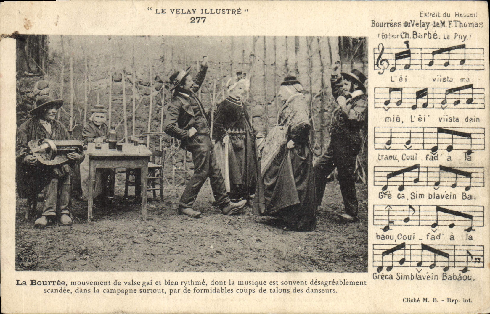 CPA Folklore Auvergne La Bourree du Velay