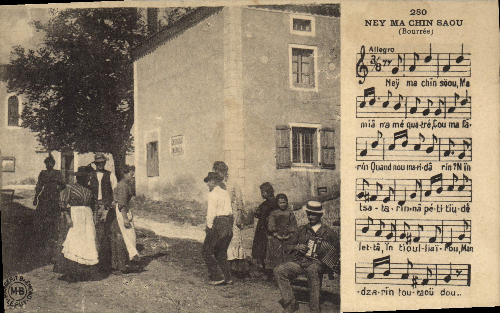 VINTAGE POSTCARD Folklore Auvergne The bourree Ney My Chin Saou