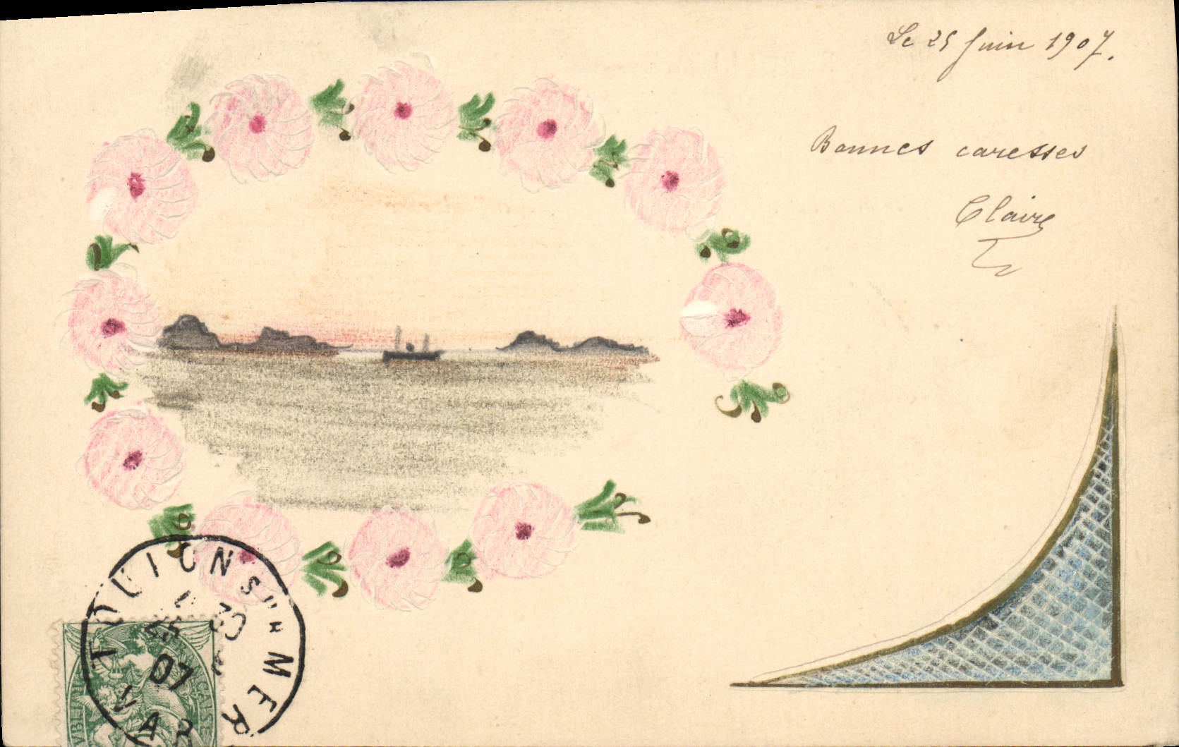 CPA Bateau (dessin a la main) 