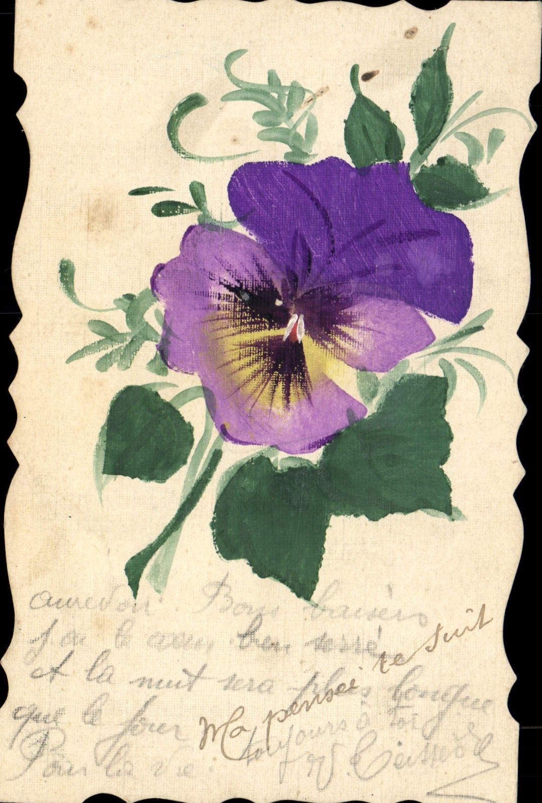 CPA Fleurs (dessin a la main) 