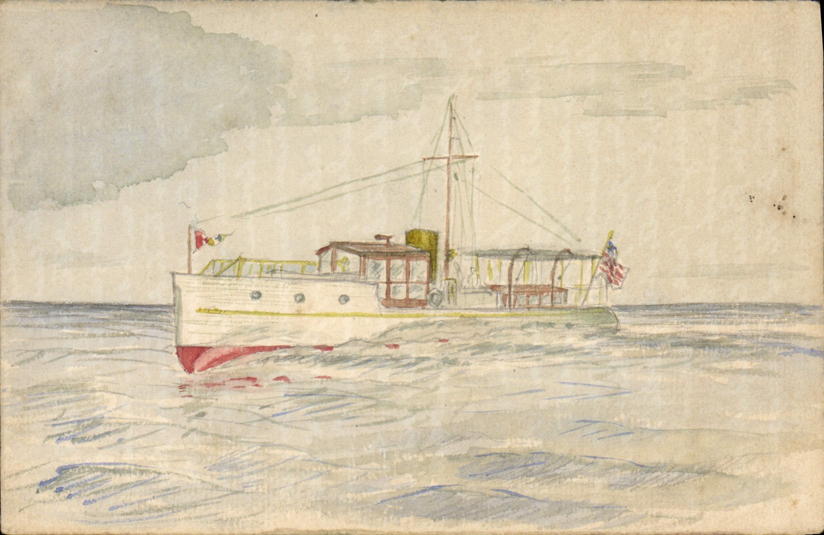 CPA Bateau (dessin a la main) 