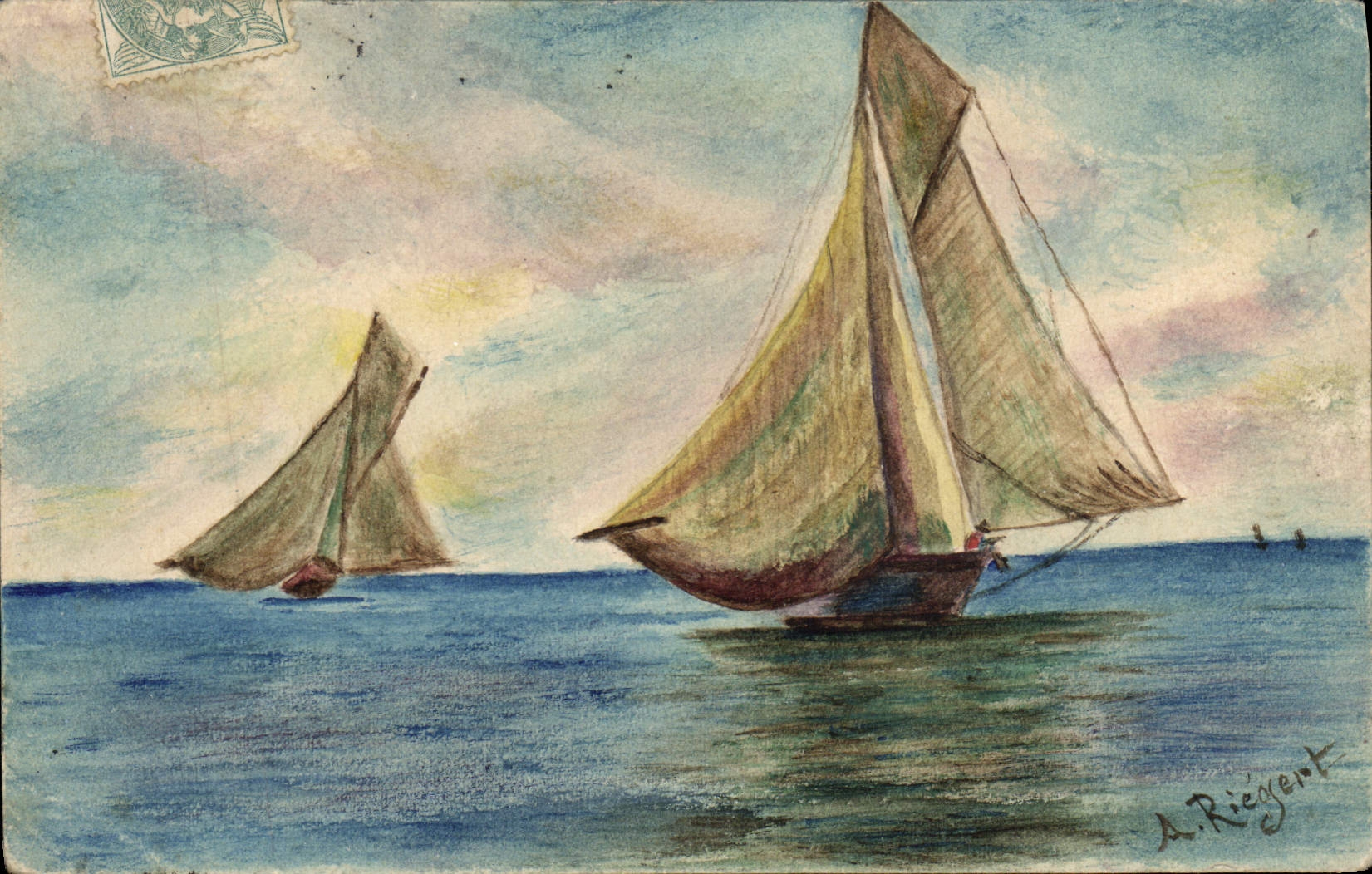 CPA Bateaux (dessin a la main) 