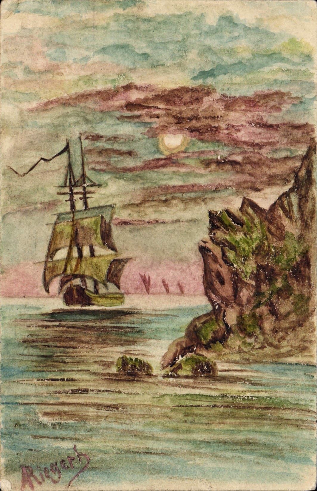 CPA Bateau (dessin a la main) 