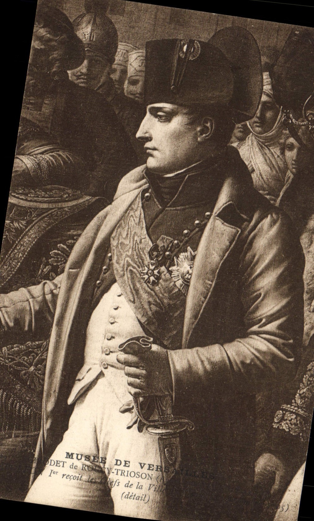 Museo de Napoleon de la POSTAL de la VENDIMIA el 1r de Versalles recibe las llaves de la ciudad