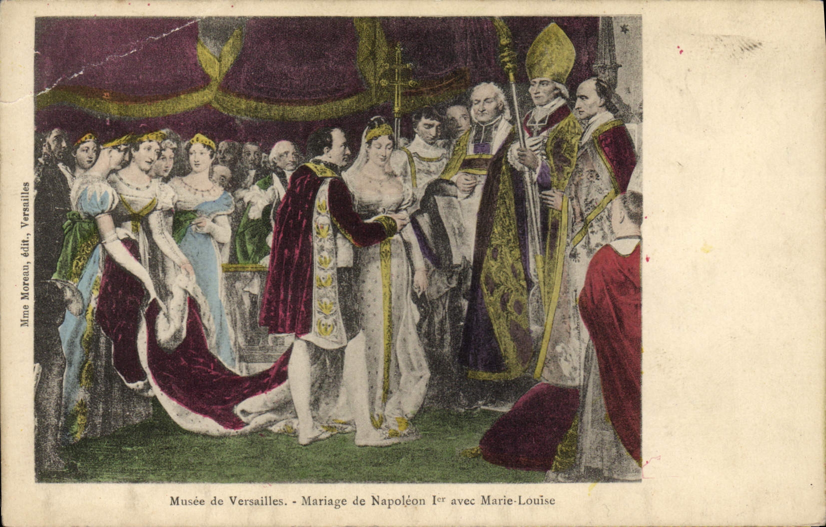 Museo de Napoleon de la POSTAL de la VENDIMIA 1r de la unión de Versalles de Napoleon 1r con Marie Louise