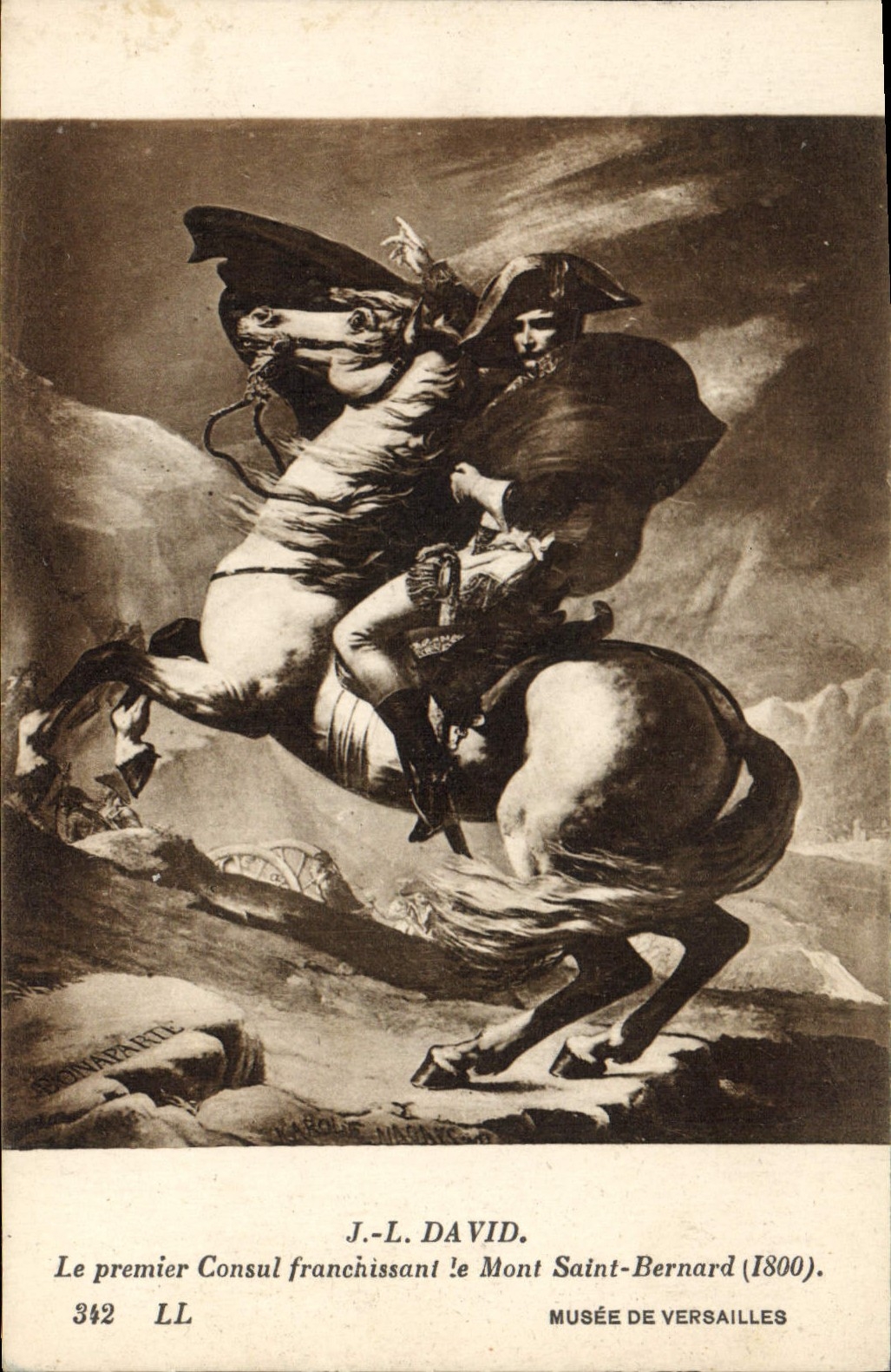CPA Napoleon 1er David Le Premier Consul franchissant le Mont Saint Bernard Musee de Versailles 