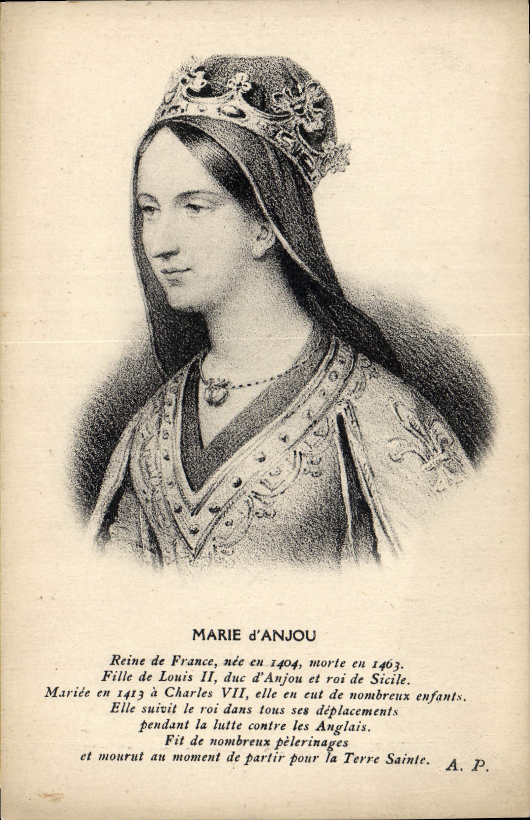 CPA Marie d'Anjou Reine de France