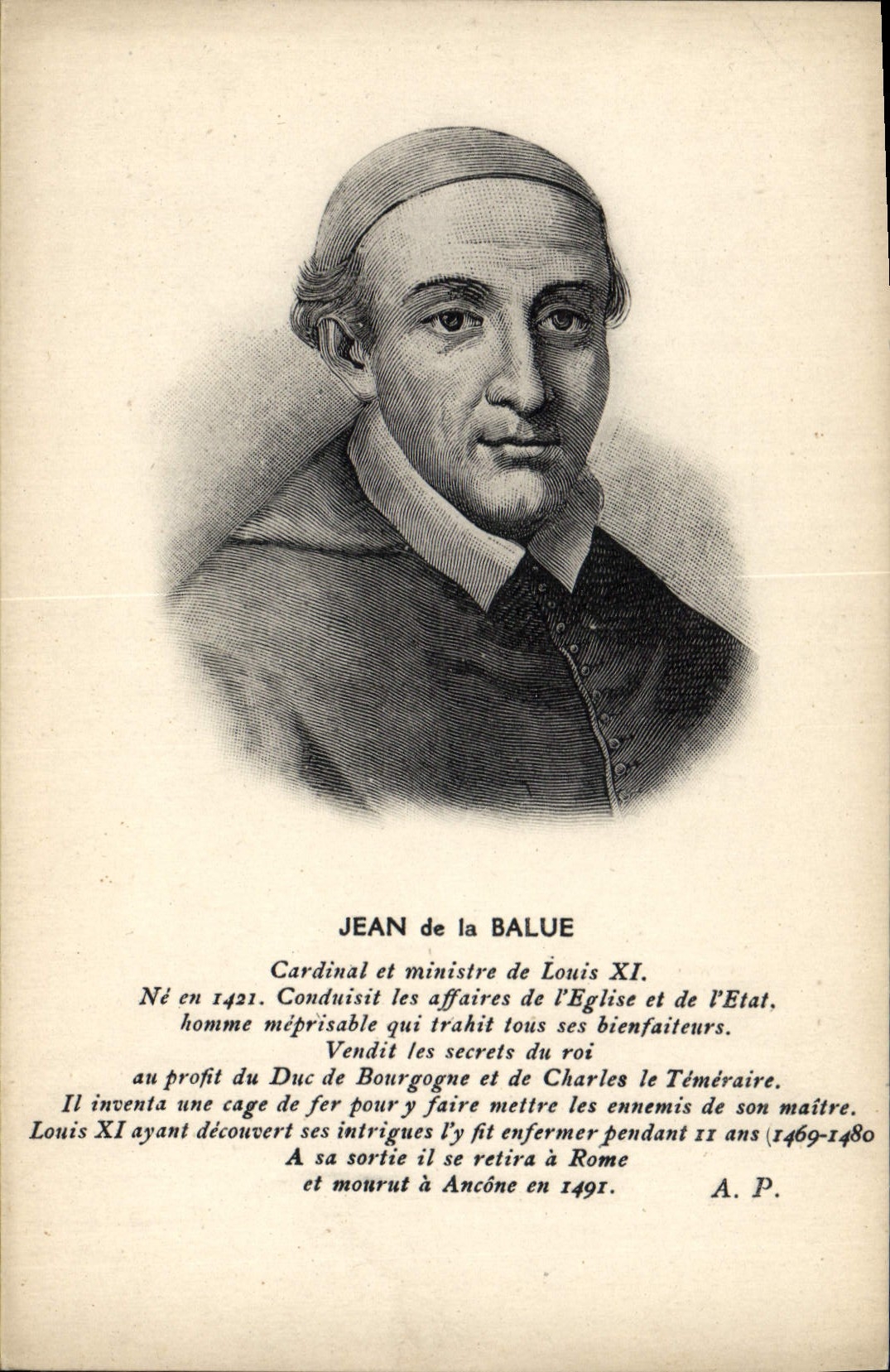 CPA Jean de la Balue Cardinal et ministre de Louis XI