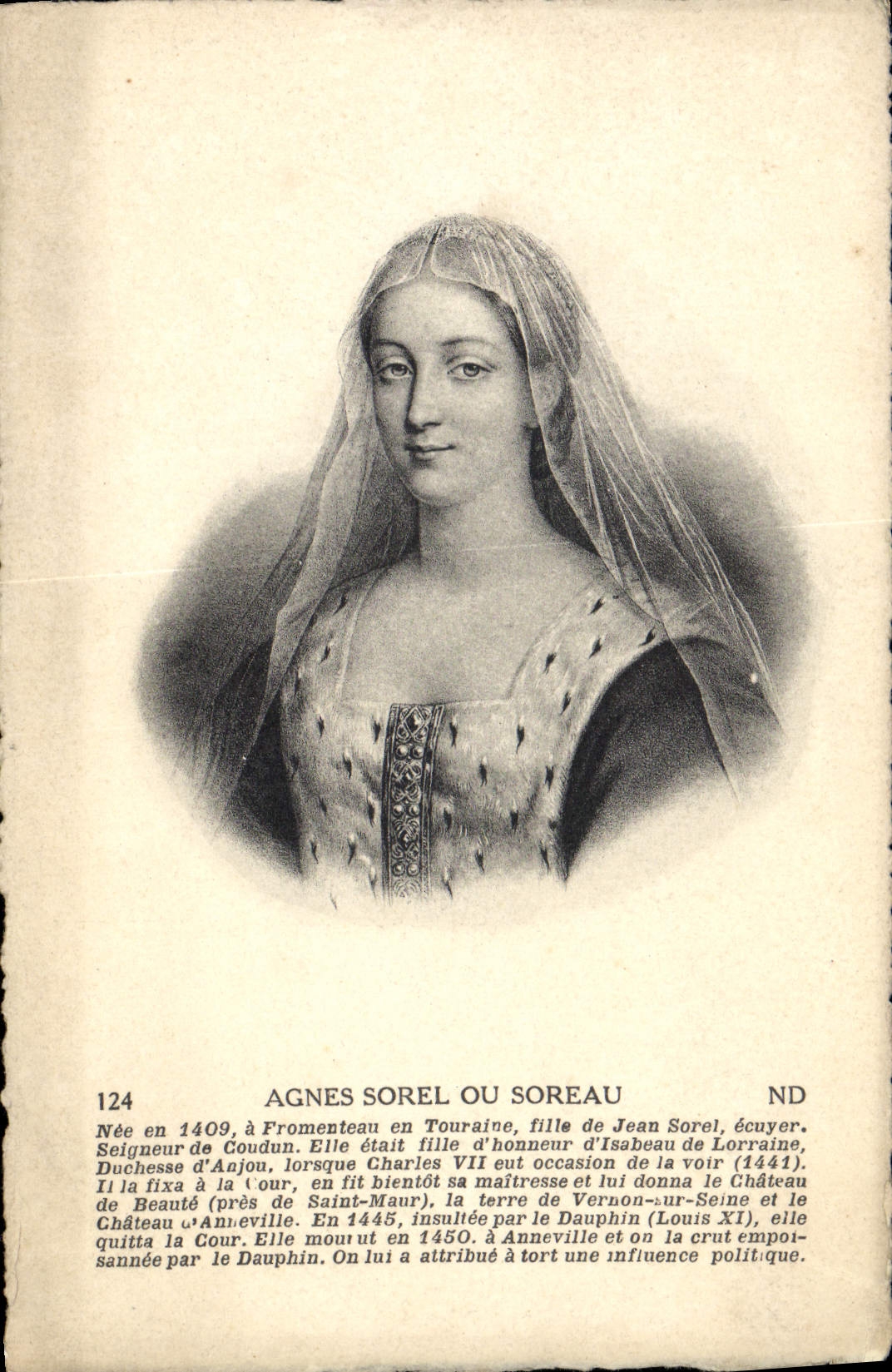 CPA Agnes Sorel ou Soreau