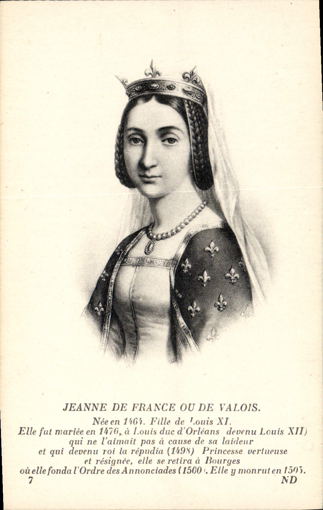 POSTAL Jeanne de Francia de la VENDIMIA o de Valois