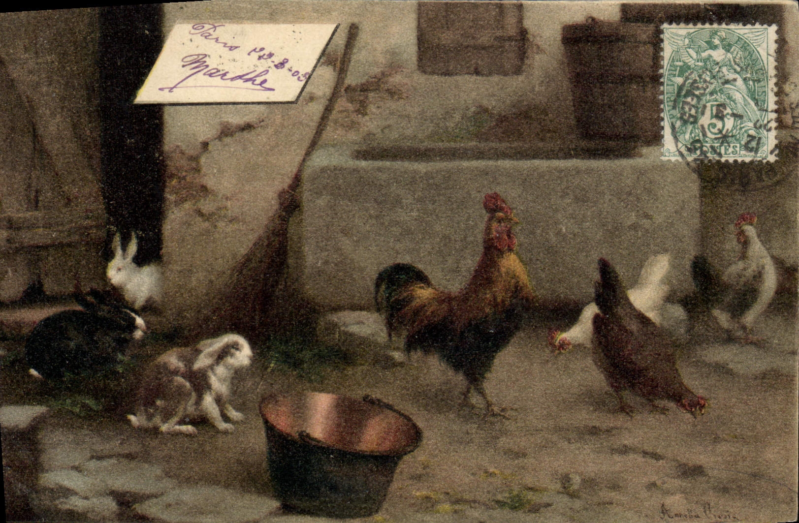 CPA Coq Poules Lapin 