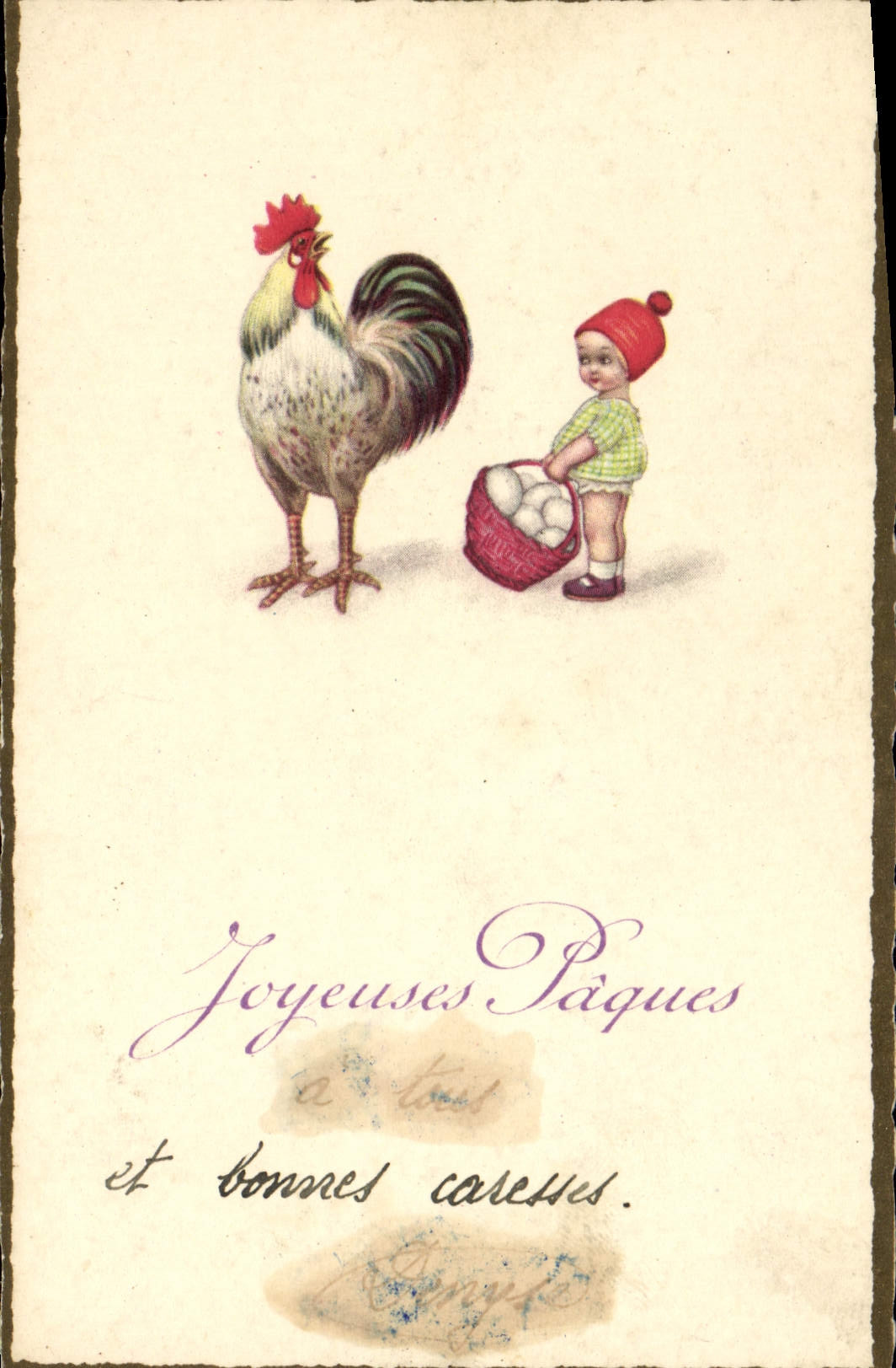 CPA Coq Femme Bonne annee 