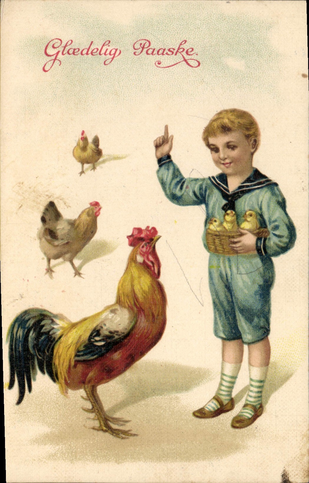 CPA Coq Enfant Paques 