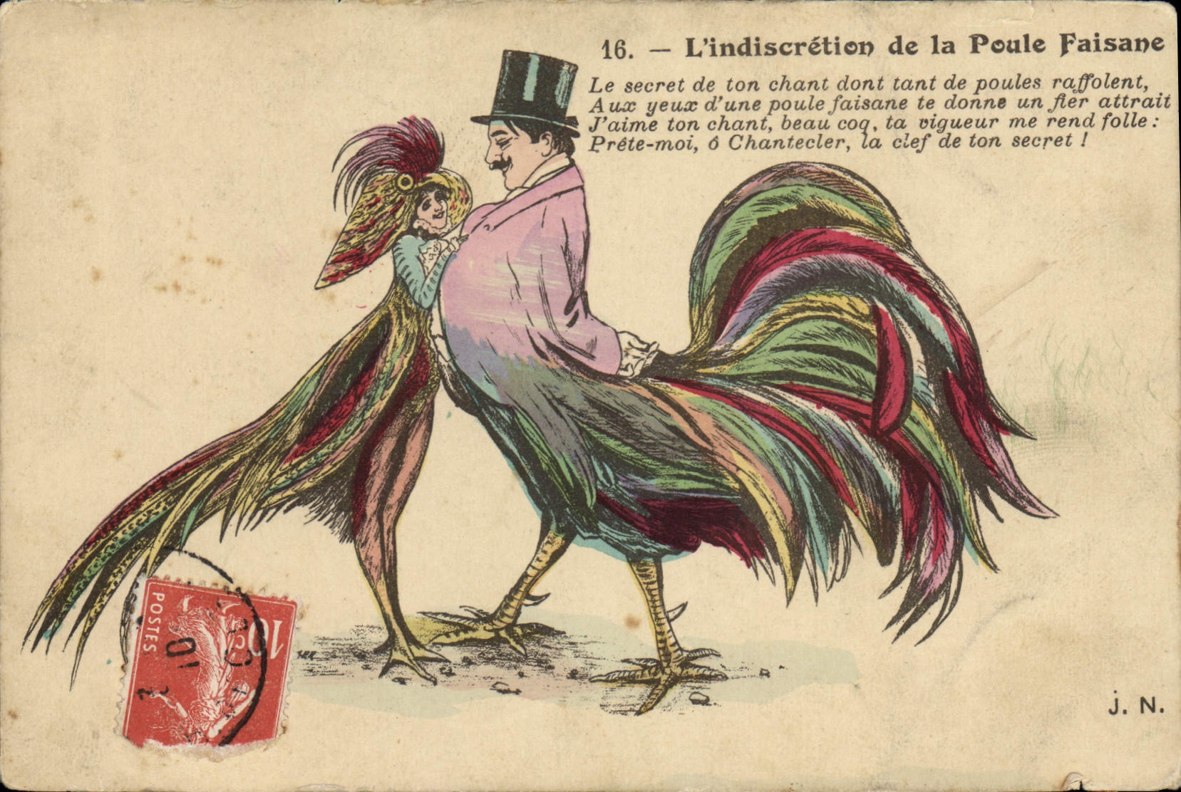 CPA Coq L'indiscretion de la poule faisane