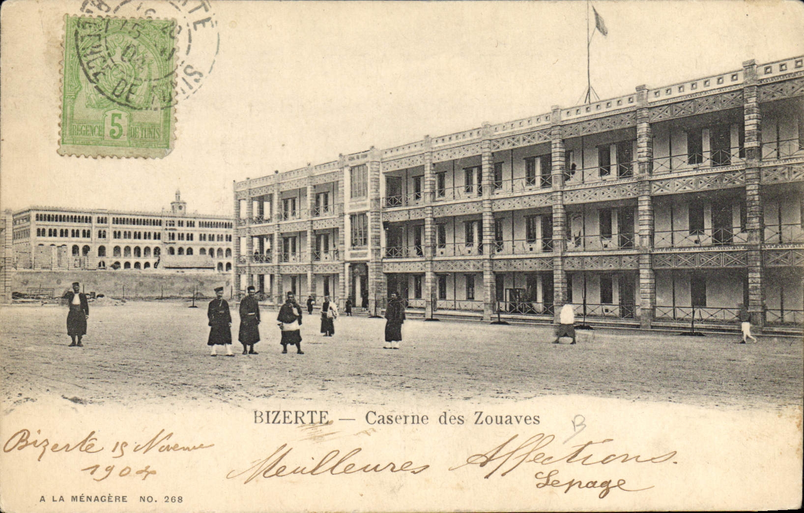Cuarteles de Militaria Túnez Bizerte de la POSTAL de la VENDIMIA del Zouaves