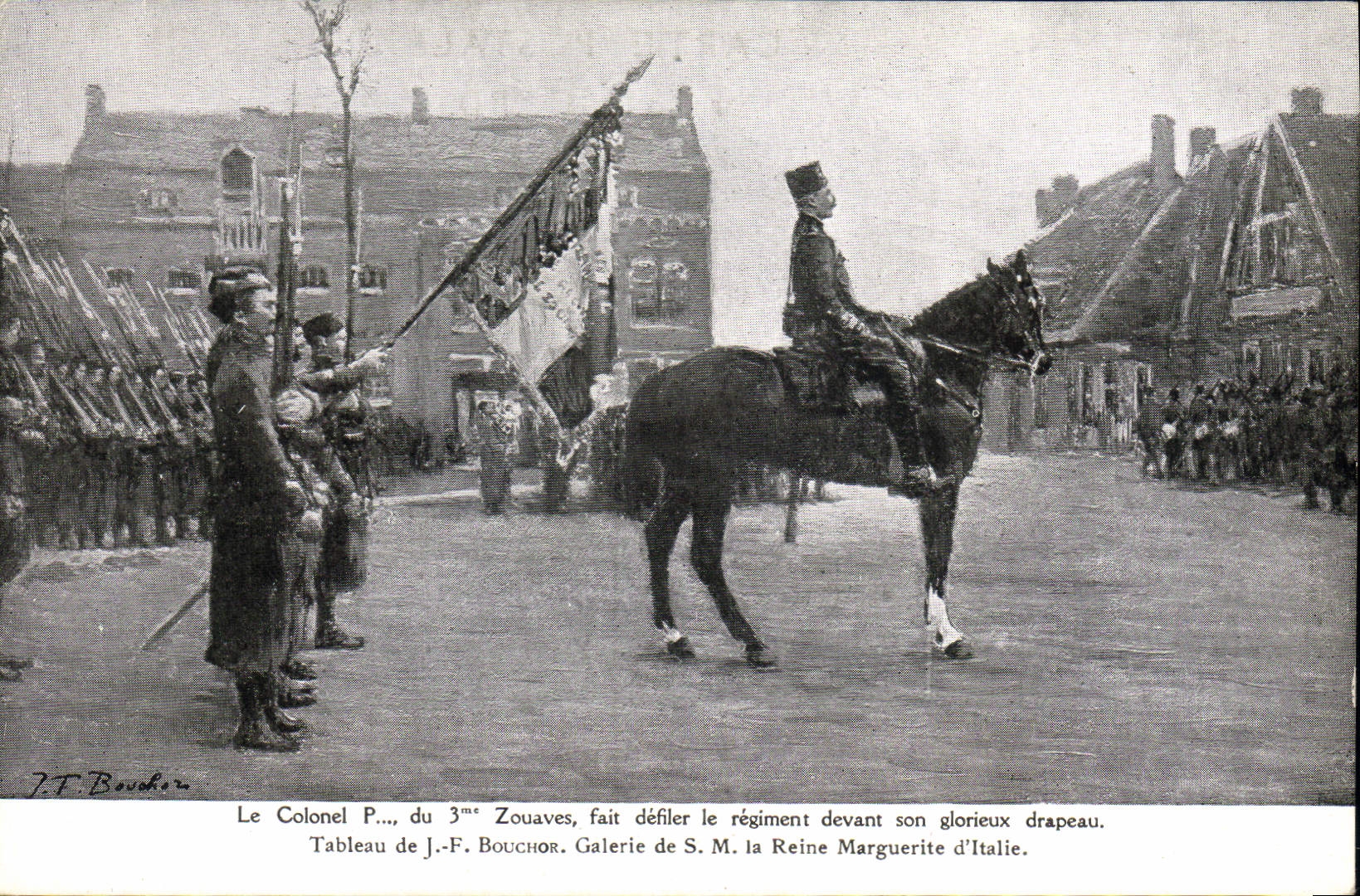 CPA Militaria Le colonel P du 3eme Zouaves fait defiler le regiment