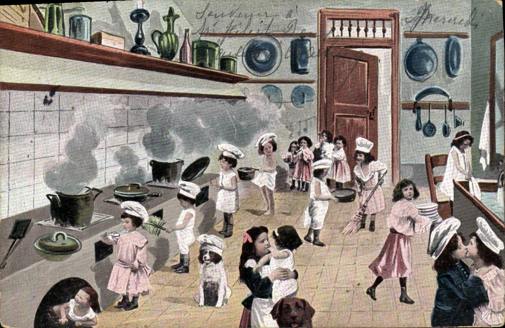 CPA Fantaisie Enfants Cuisines