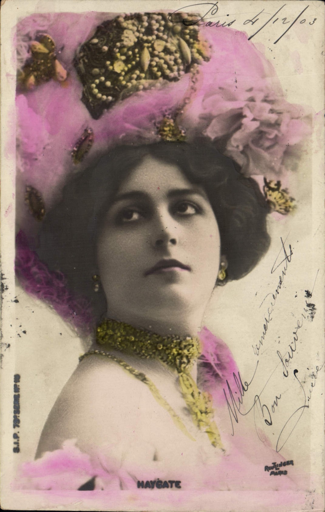 VINTAGE POSTCARD Theater Maygate Woman