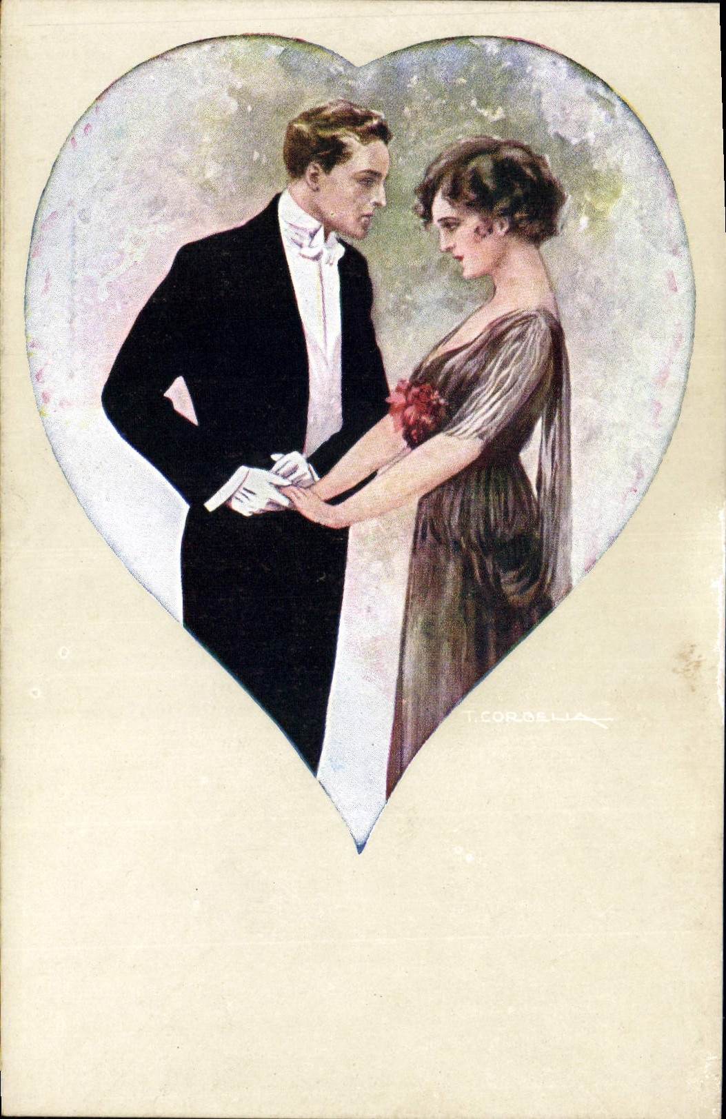 Corazón de la mujer de Corbella del ilustrador de la fantasía de la POSTAL de la VENDIMIA