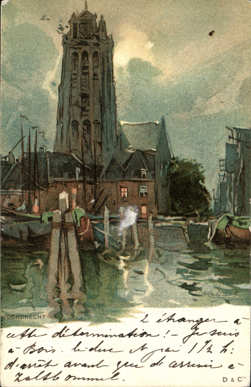 Ilustrador de Dordrecht de la fantasía de la POSTAL de la VENDIMIA