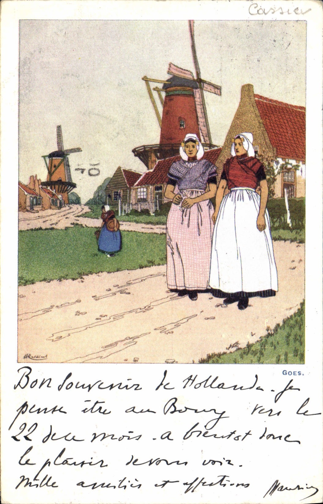 CPA Fantaisie Illustrateur Goes Moulin a vent Folklore