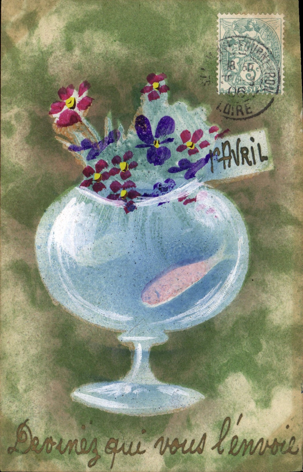 VENDIMIA POSTAL (que dibuja la mano) 1 de abril