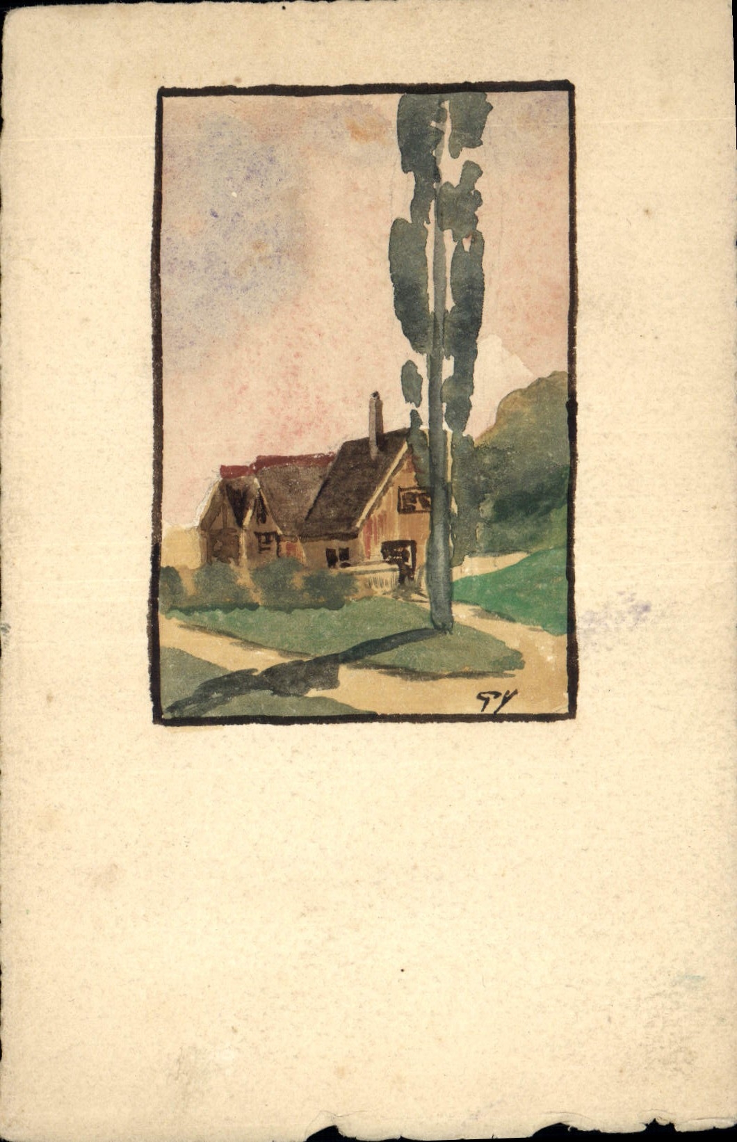 CPA (dessin la main) Maison