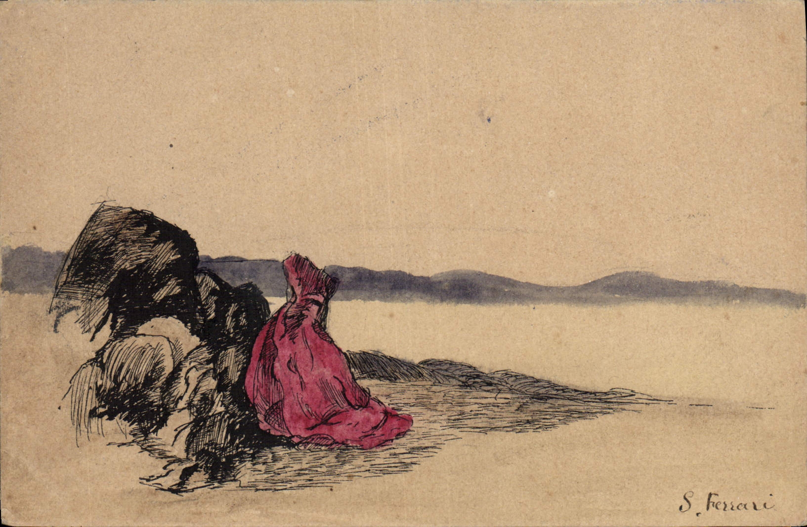 POSTAL de la VENDIMIA (que dibuja la mano) Ferrari