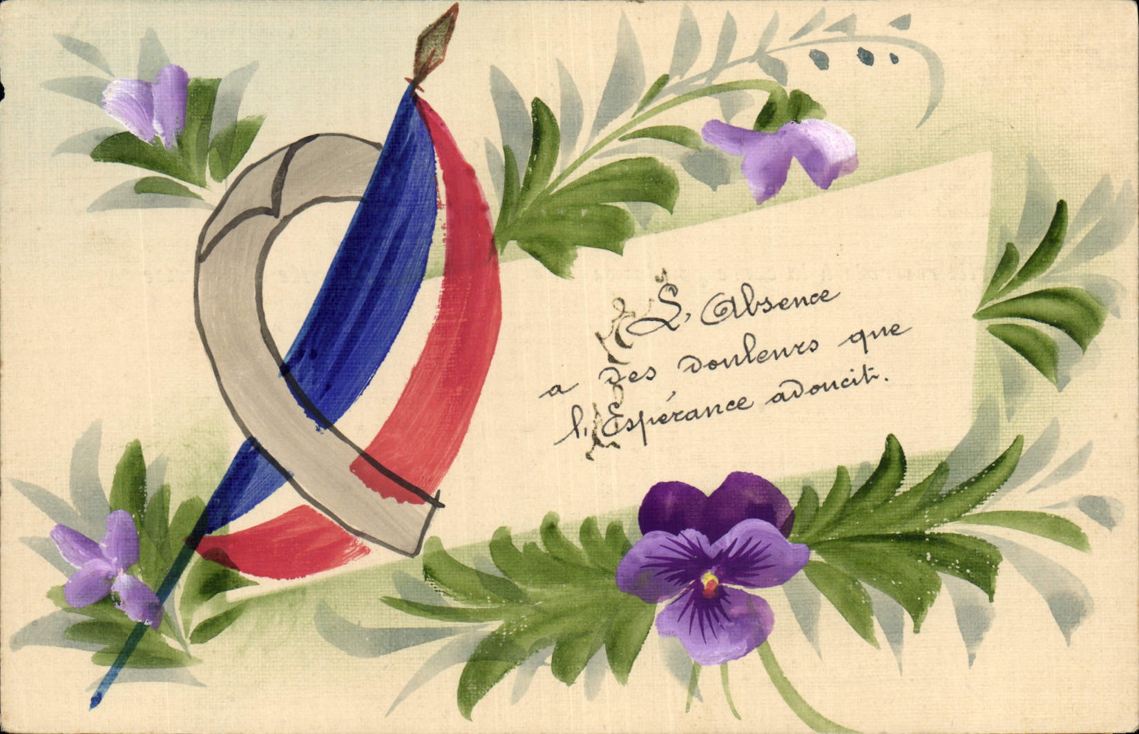 CPA (dessin la main) Drapeau