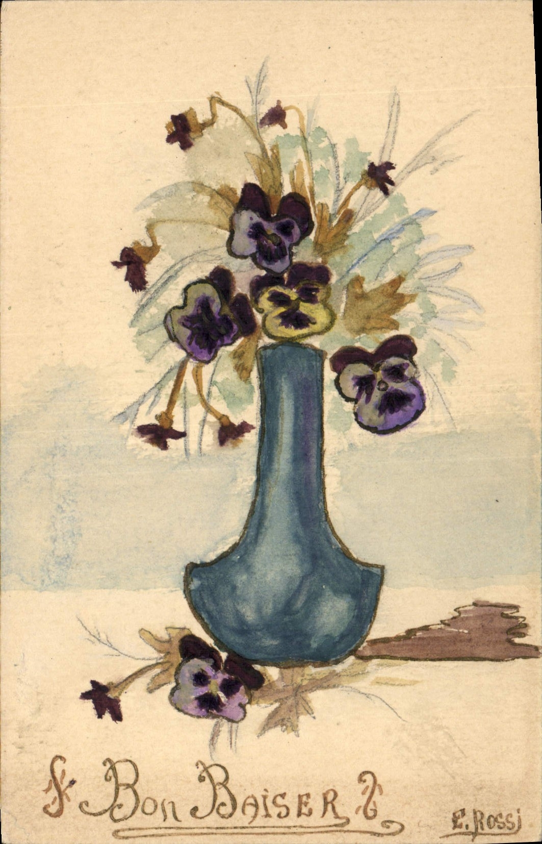 CPA (dessin la main) Fleurs